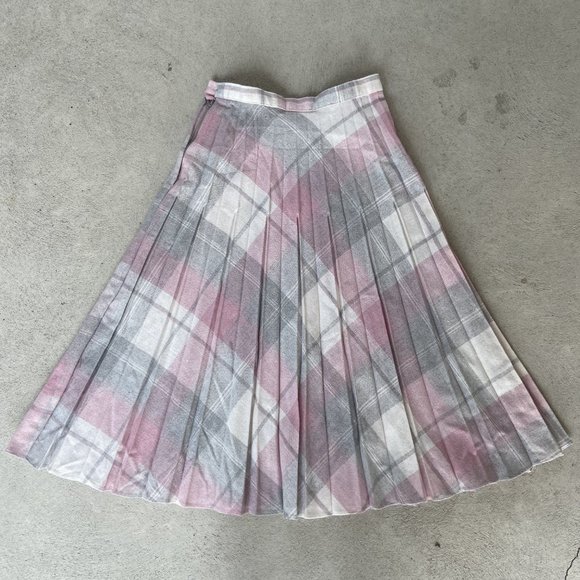 Vintage Dresses & Skirts - Vintage Plaid Wool Skirt Irish School Maxi Pastel